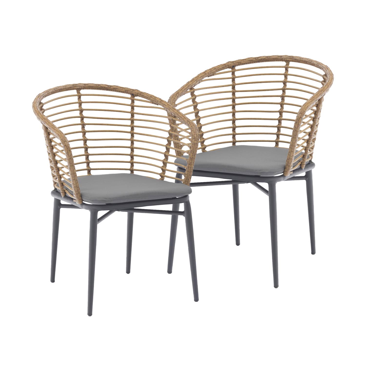Foto 2 pulgar | Set 2 Sillas Exterior Top Living Lumpur Gris Y Café De Ratán Sintético Con Cojín Ideal Para Terraza Y Jardin