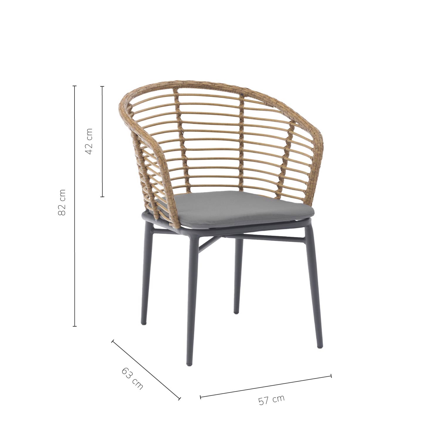 Foto 4 pulgar | Set 2 Sillas Exterior Top Living Lumpur Gris Y Café De Ratán Sintético Con Cojín Ideal Para Terraza Y Jardin
