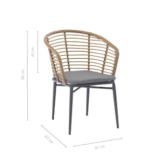 Foto 3 | Set 2 Sillas Exterior Top Living Lumpur Gris Y Café De Ratán Sintético Con Cojín Ideal Para Terraza Y Jardin