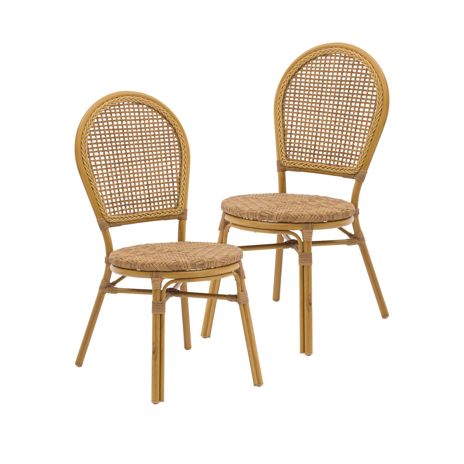 Set 2 Sillas De Exterior Top Living Kina Café Estilo Vintage De Ratán Sintético Ideal Para Terraza Y Jardin