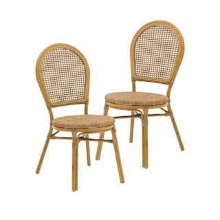 Foto 1 | Set 2 Sillas De Exterior Top Living Kina Café Estilo Vintage De Ratán Sintético Ideal Para Terraza Y Jardin