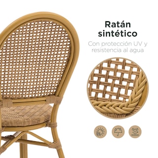 Foto 4 | Set 2 Sillas De Exterior Top Living Kina Café Estilo Vintage De Ratán Sintético Ideal Para Terraza Y Jardin