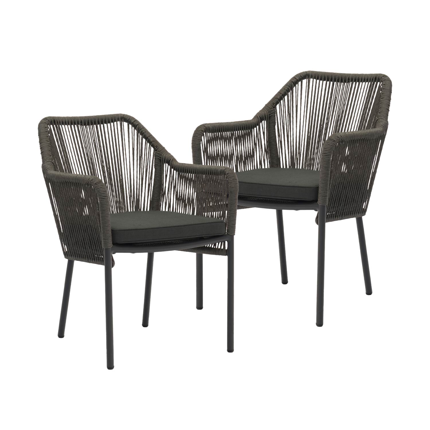 Foto 2 pulgar | Set 2 Sillas De Exterior Top Living Ideal Para Terraza Y Jardin De Cuerda De Ratán Sintético Con Cojín Gris
