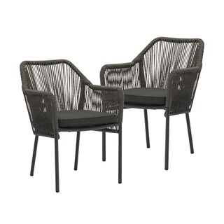 Foto 1 | Set 2 Sillas De Exterior Top Living Ideal Para Terraza Y Jardin De Cuerda De Ratán Sintético Con Cojín Gris