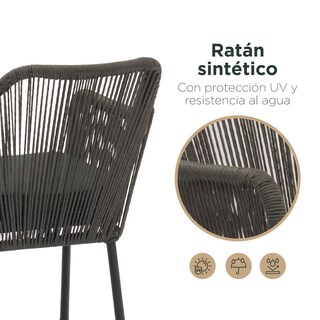 Foto 4 | Set 2 Sillas De Exterior Top Living Ideal Para Terraza Y Jardin De Cuerda De Ratán Sintético Con Cojín Gris
