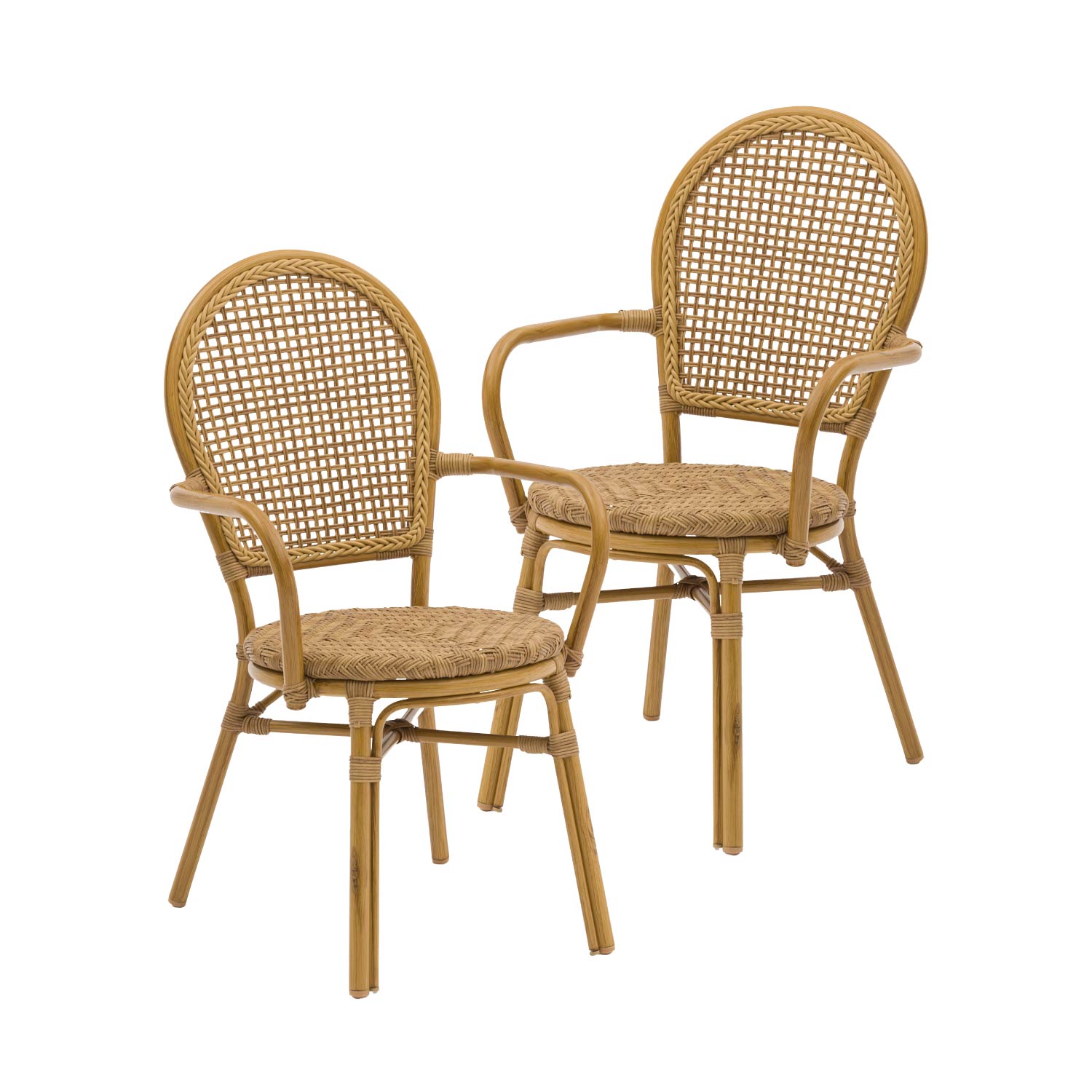Set 2 Sillas De Exterior Top Living Balu Café Estilo Vintage De Ratán Sintético Ideal Para Terraza Y Jardin