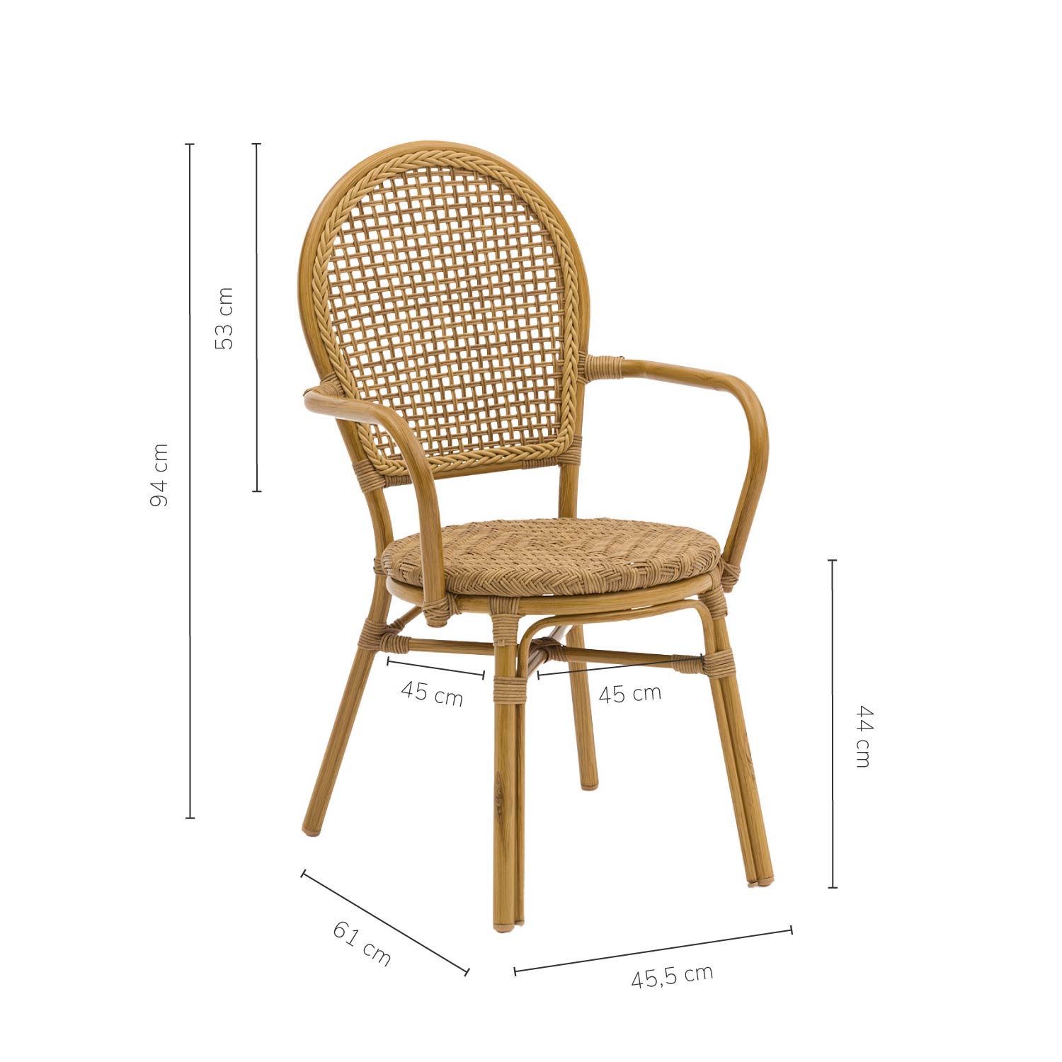 Foto 4 pulgar | Set 2 Sillas De Exterior Top Living Balu Café Estilo Vintage De Ratán Sintético Ideal Para Terraza Y Jardin