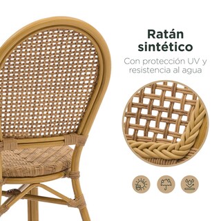 Foto 4 | Set 2 Sillas De Exterior Top Living Balu Café Estilo Vintage De Ratán Sintético Ideal Para Terraza Y Jardin