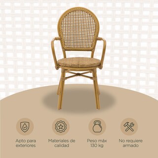 Foto 5 | Set 2 Sillas De Exterior Top Living Balu Café Estilo Vintage De Ratán Sintético Ideal Para Terraza Y Jardin
