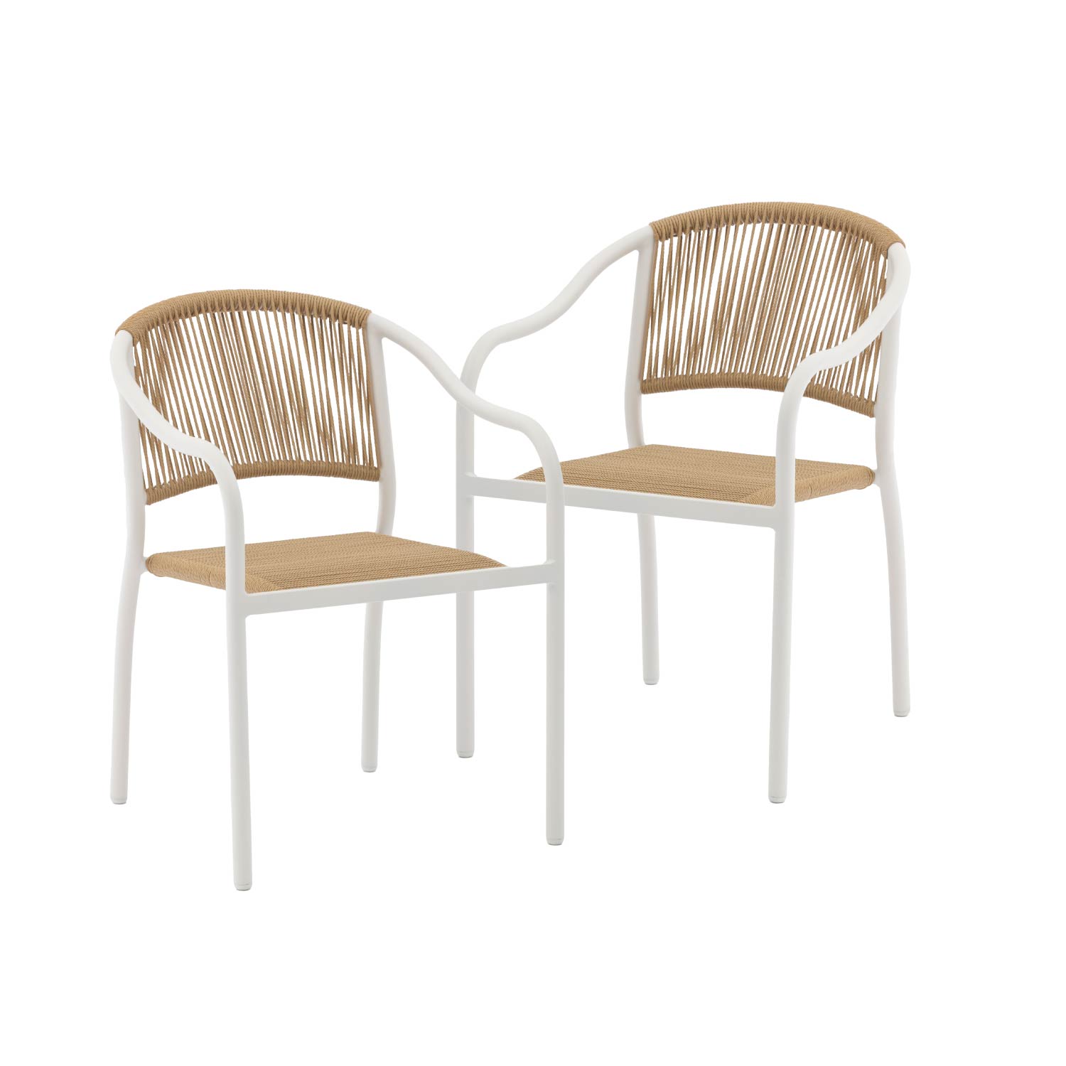 Foto 1 | Set 2 Sillas Exterior Top Living Seri Café Y Blanco De Cuerda De Ratán Sintético Ideal Para Terraza Y Jardin