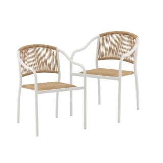 Foto 1 | Set 2 Sillas Exterior Top Living Seri Café Y Blanco De Cuerda De Ratán Sintético Ideal Para Terraza Y Jardin