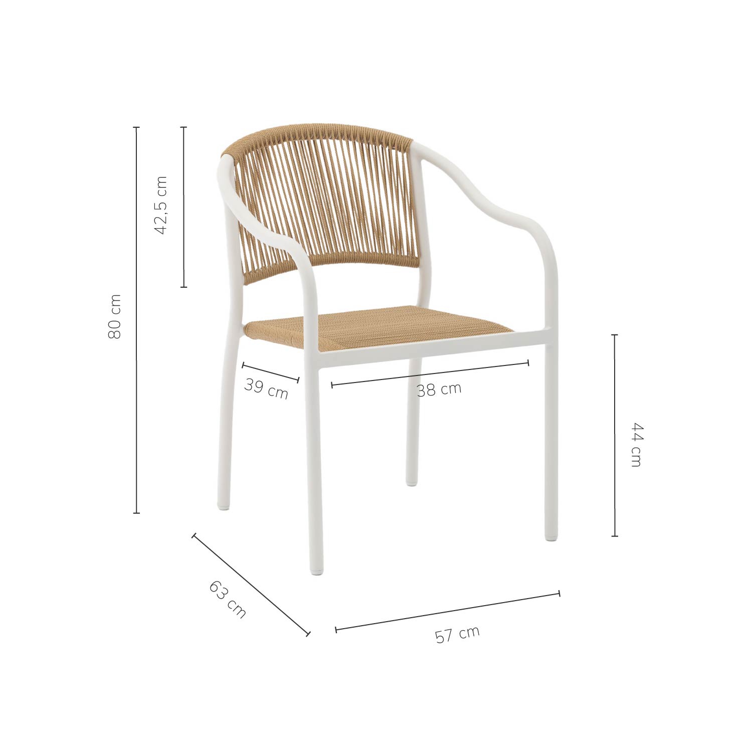Foto 4 pulgar | Set 2 Sillas Exterior Top Living Seri Café Y Blanco De Cuerda De Ratán Sintético Ideal Para Terraza Y Jardin