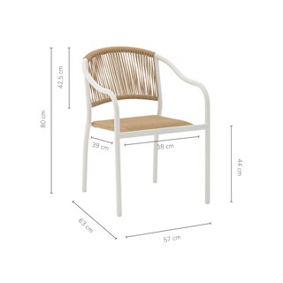 Foto 3 | Set 2 Sillas Exterior Top Living Seri Café Y Blanco De Cuerda De Ratán Sintético Ideal Para Terraza Y Jardin