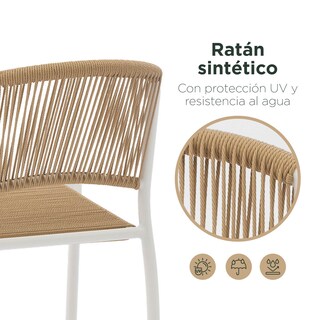 Foto 4 | Set 2 Sillas Exterior Top Living Seri Café Y Blanco De Cuerda De Ratán Sintético Ideal Para Terraza Y Jardin