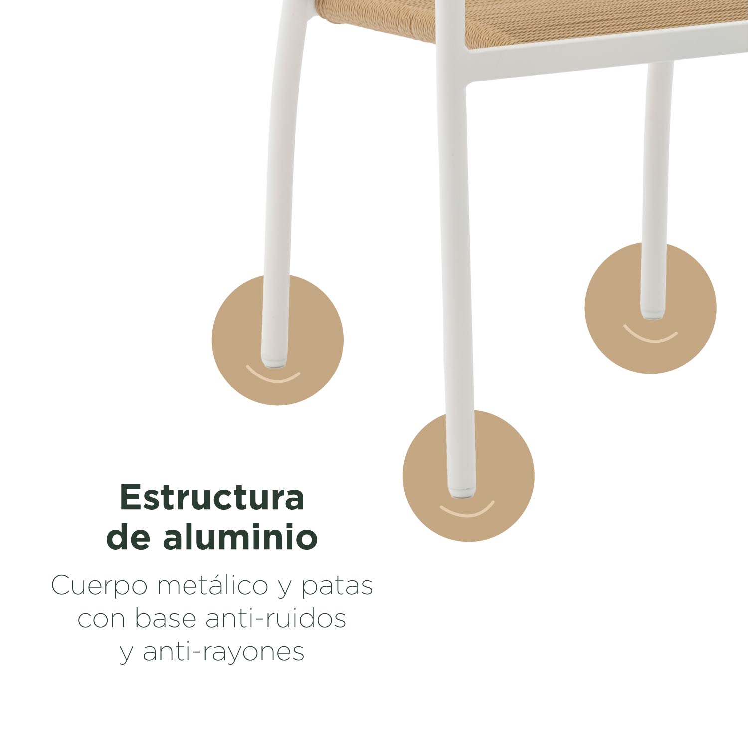 Foto 7 pulgar | Set 2 Sillas Exterior Top Living Seri Café Y Blanco De Cuerda De Ratán Sintético Ideal Para Terraza Y Jardin