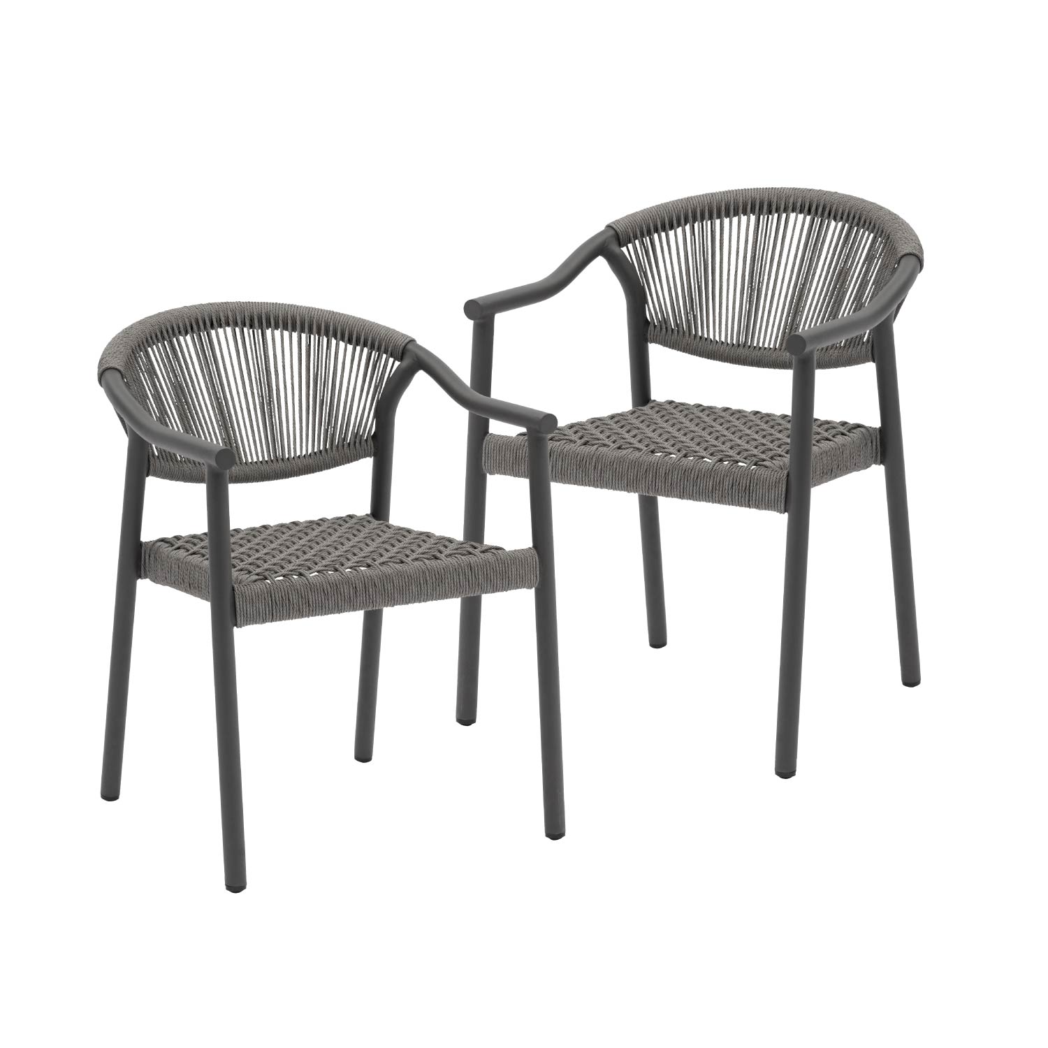 Set 2 Sillas De Exterior Top Living Ideal Para Terraza Y Jardin De Ratán Sintético Gris Oscuro