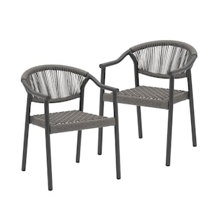 Foto 1 | Set 2 Sillas De Exterior Top Living Ideal Para Terraza Y Jardin De Ratán Sintético Gris Oscuro