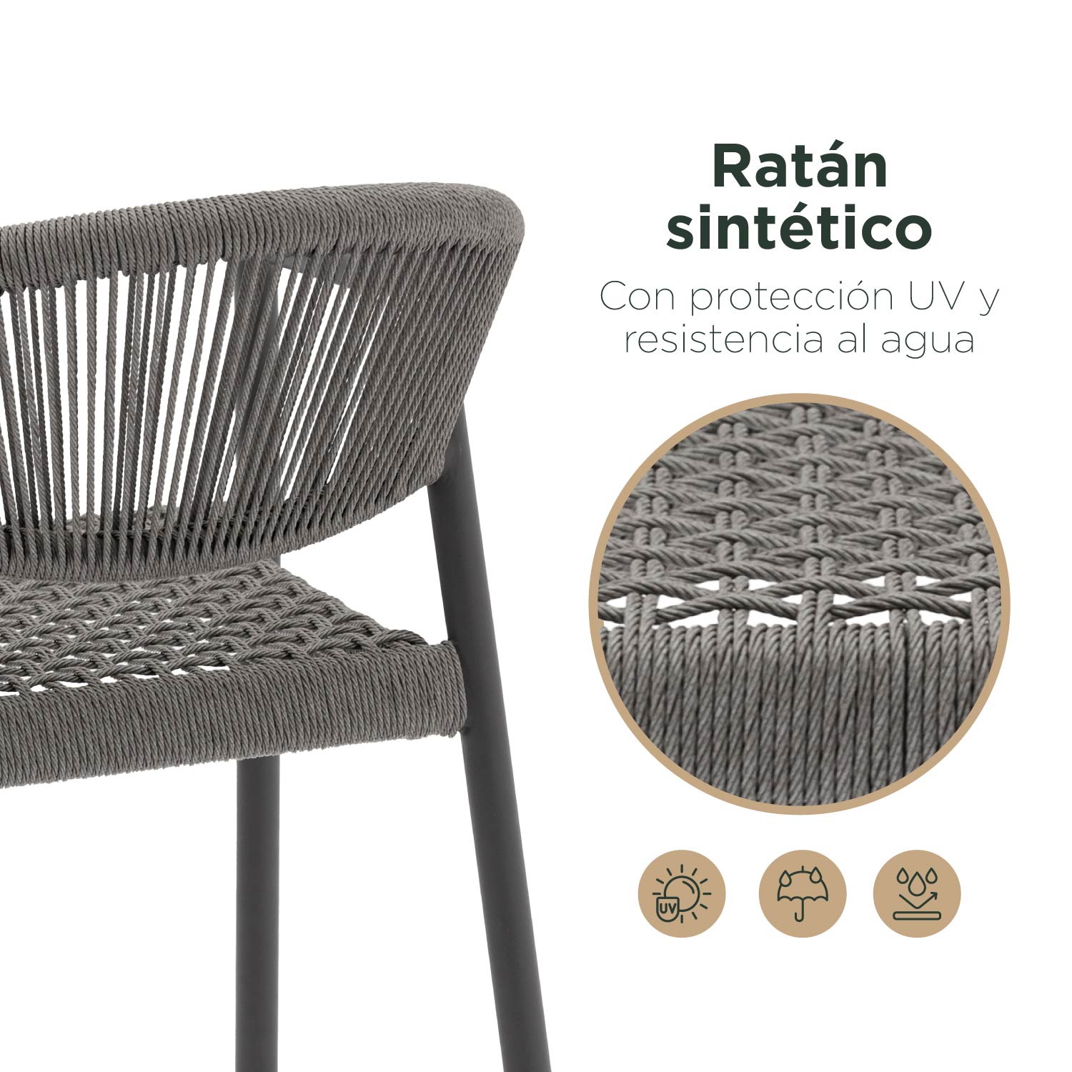 Foto 5 pulgar | Set 2 Sillas De Exterior Top Living Ideal Para Terraza Y Jardin De Ratán Sintético Gris Oscuro