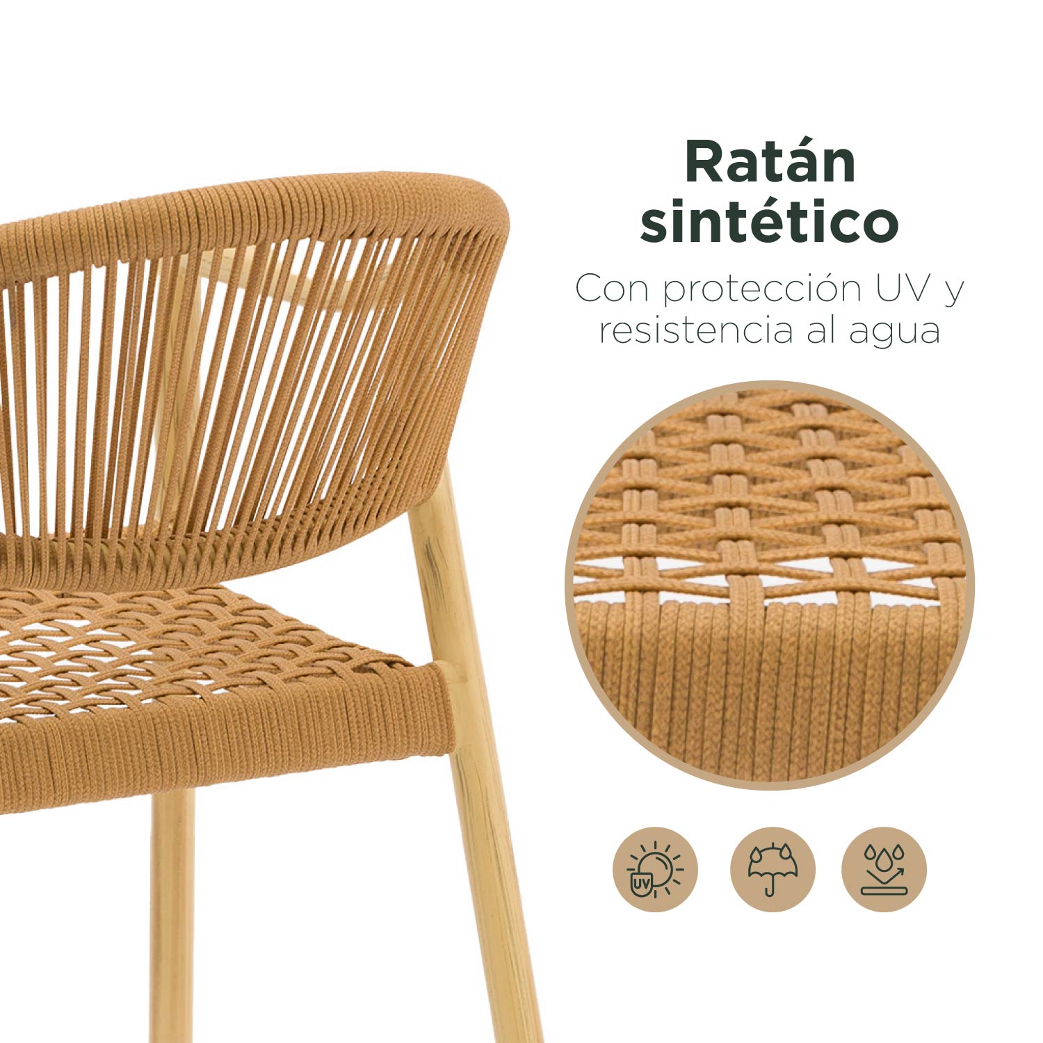 Foto 5 pulgar | Set 2 Sillas De Exterior Top Living Ideal Para Terraza Y Jardin De Ratán Sintético Café Claro