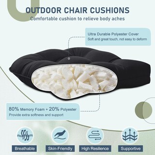 Foto 2 | Juego De 4 Cojines Para Sillas De Exterior Downluxe, Impermeables, Negros - Venta Internacional.