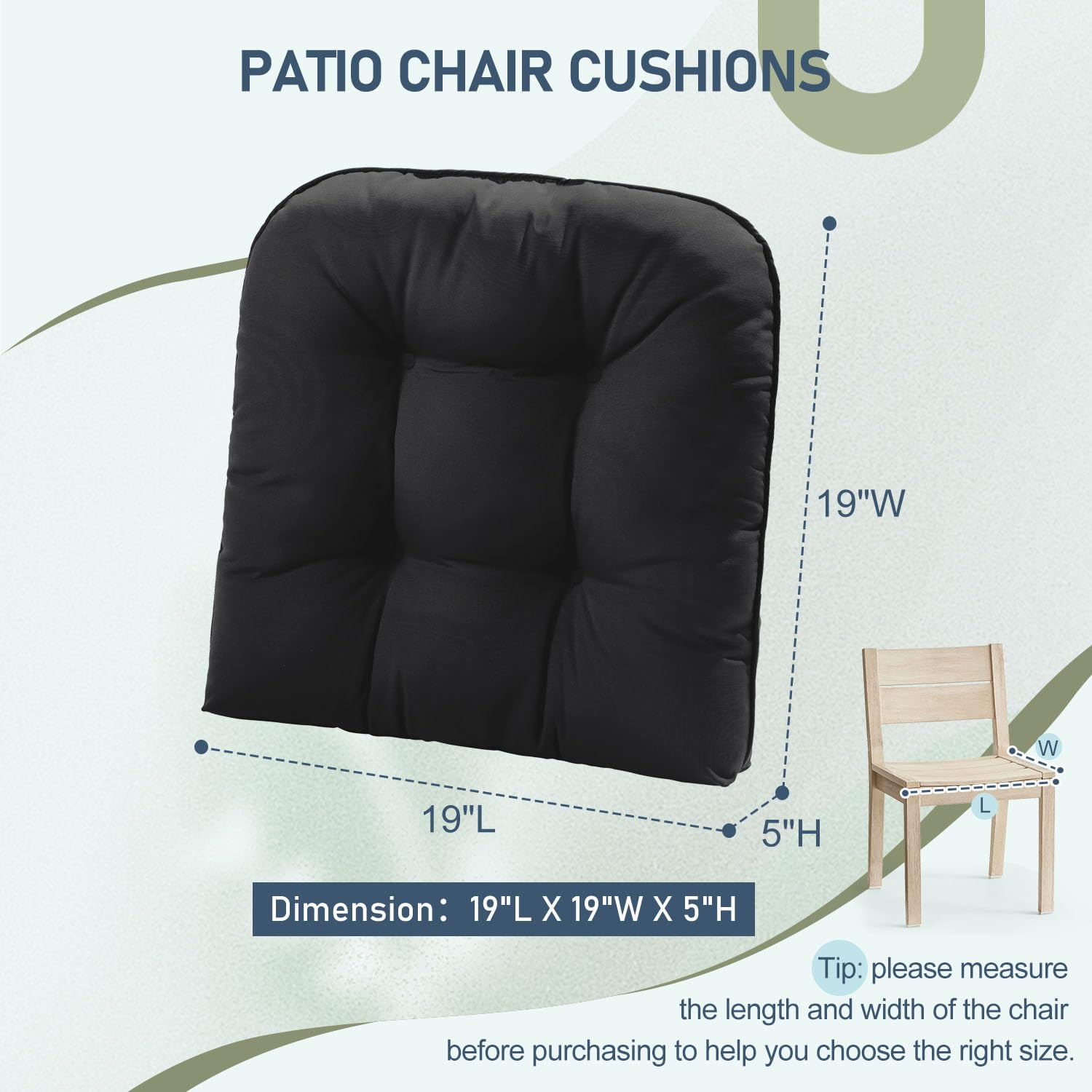 Foto 6 pulgar | Juego De 4 Cojines Para Sillas De Exterior Downluxe, Impermeables, Negros - Venta Internacional.