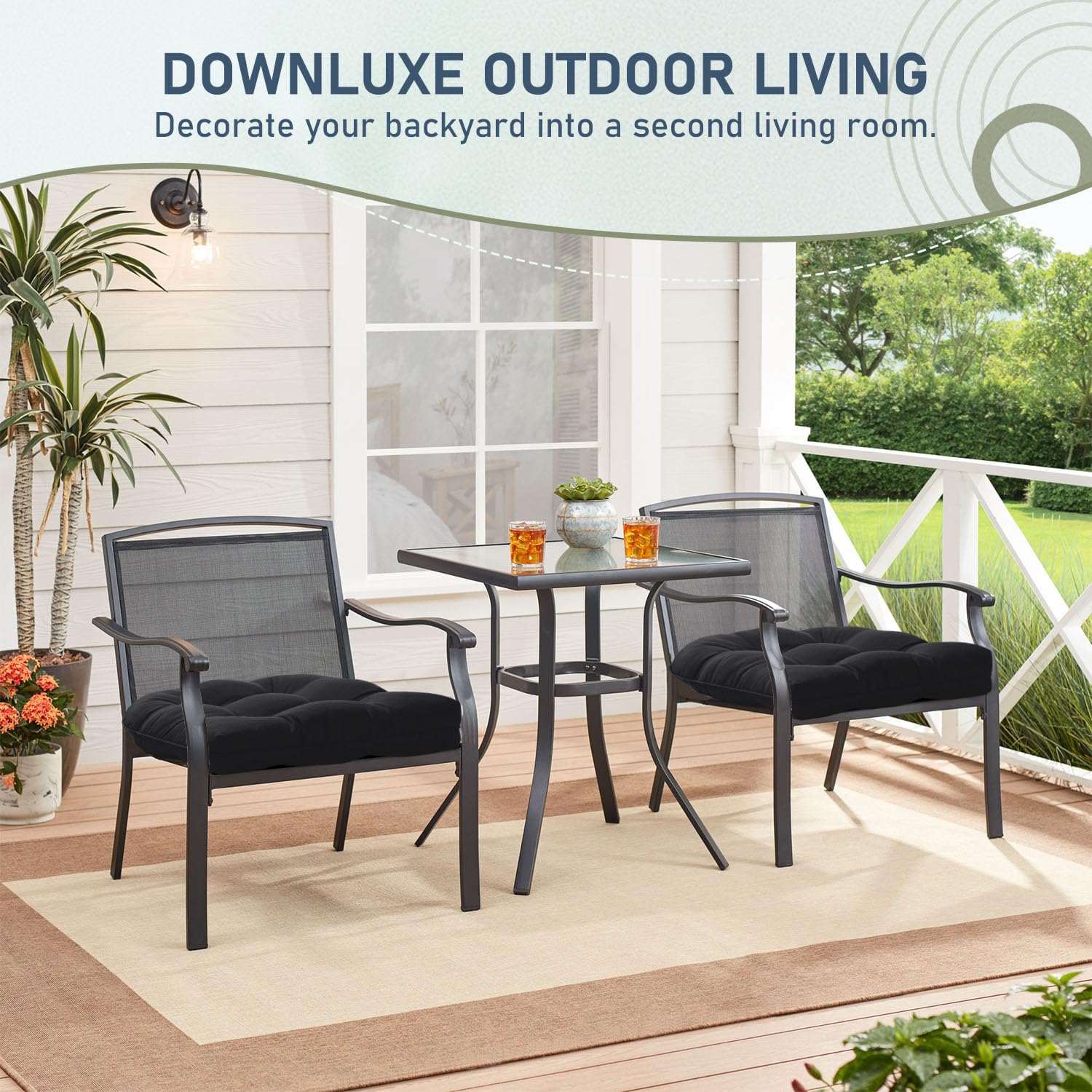 Foto 7 | Juego De 4 Cojines Para Sillas De Exterior Downluxe, Impermeables, Negros - Venta Internacional.