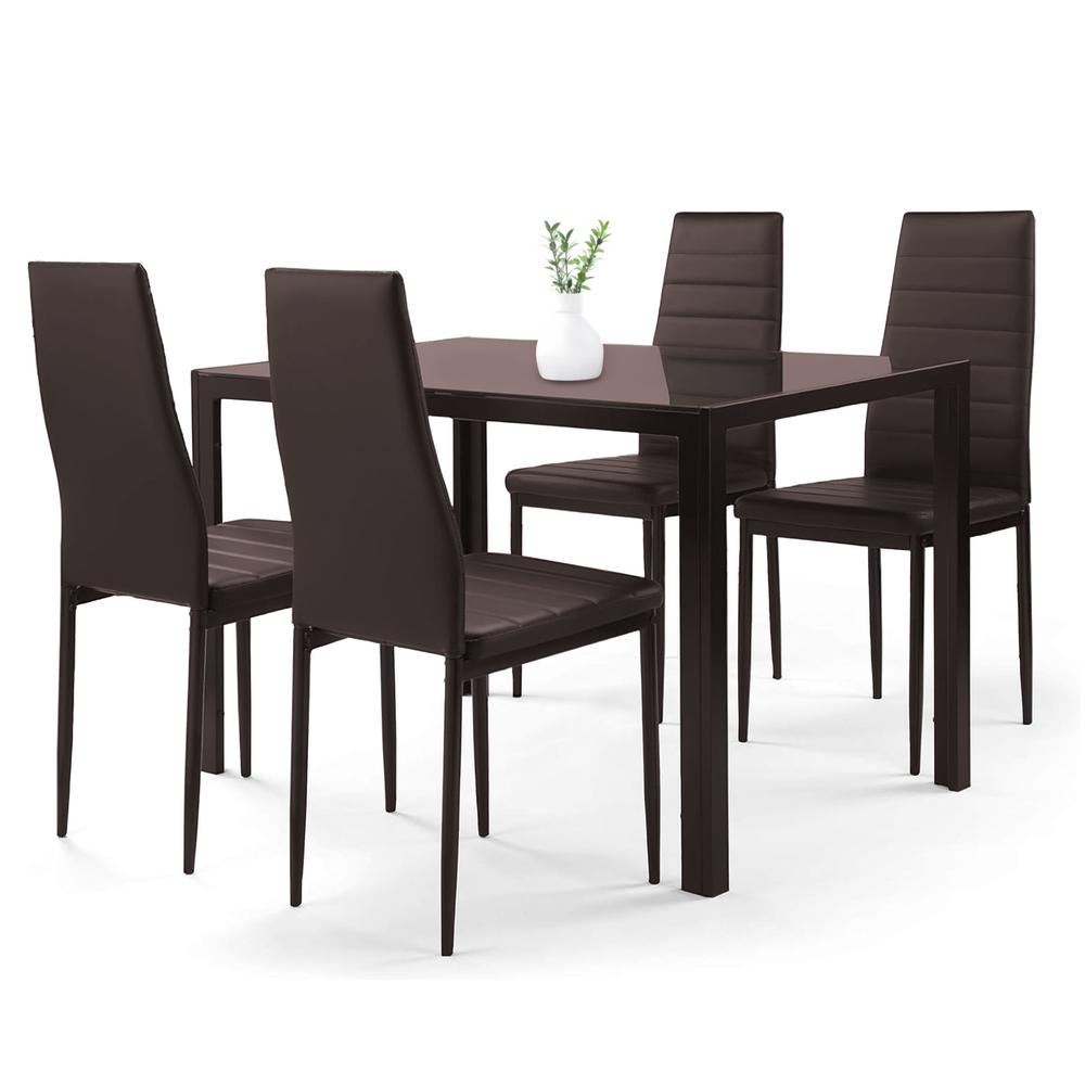 Foto 2 pulgar | Set De Comedor Moderno Con 4 Sillas Y Mesa De Vidrio