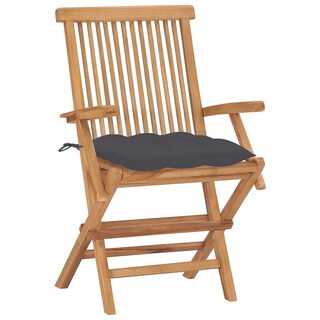 Foto 3 | Juego De Sillas De Patio Vidaxl De Madera De Teca De 2 Piezas Con Cojines De Color Antracita - Venta Internacional.