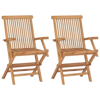 Foto 4 | Juego De Sillas De Patio Vidaxl De Madera De Teca De 2 Piezas Con Cojines De Color Antracita - Venta Internacional.