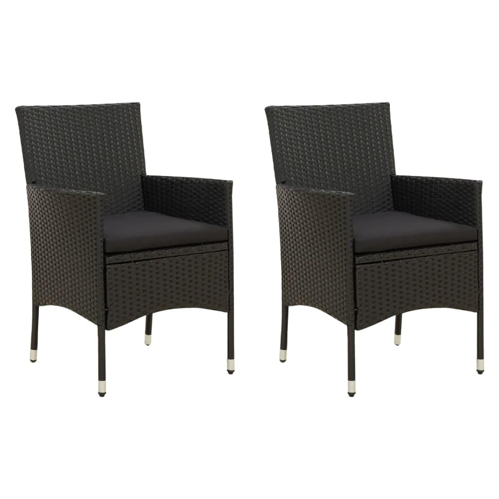 Foto 1 | Sillas De Patio Vidaxl, 2 Unidades, Poliratán Negro Con Cojines - Venta Internacional.