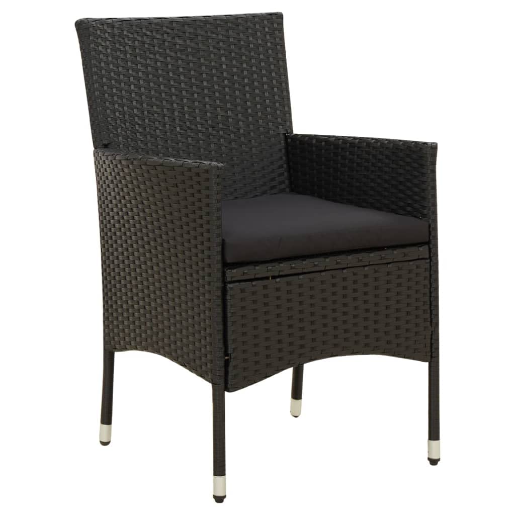 Foto 3 | Sillas De Patio Vidaxl, 2 Unidades, Poliratán Negro Con Cojines - Venta Internacional.