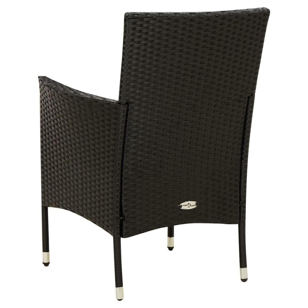 Foto 7 pulgar | Sillas De Patio Vidaxl, 2 Unidades, Poliratán Negro Con Cojines - Venta Internacional.