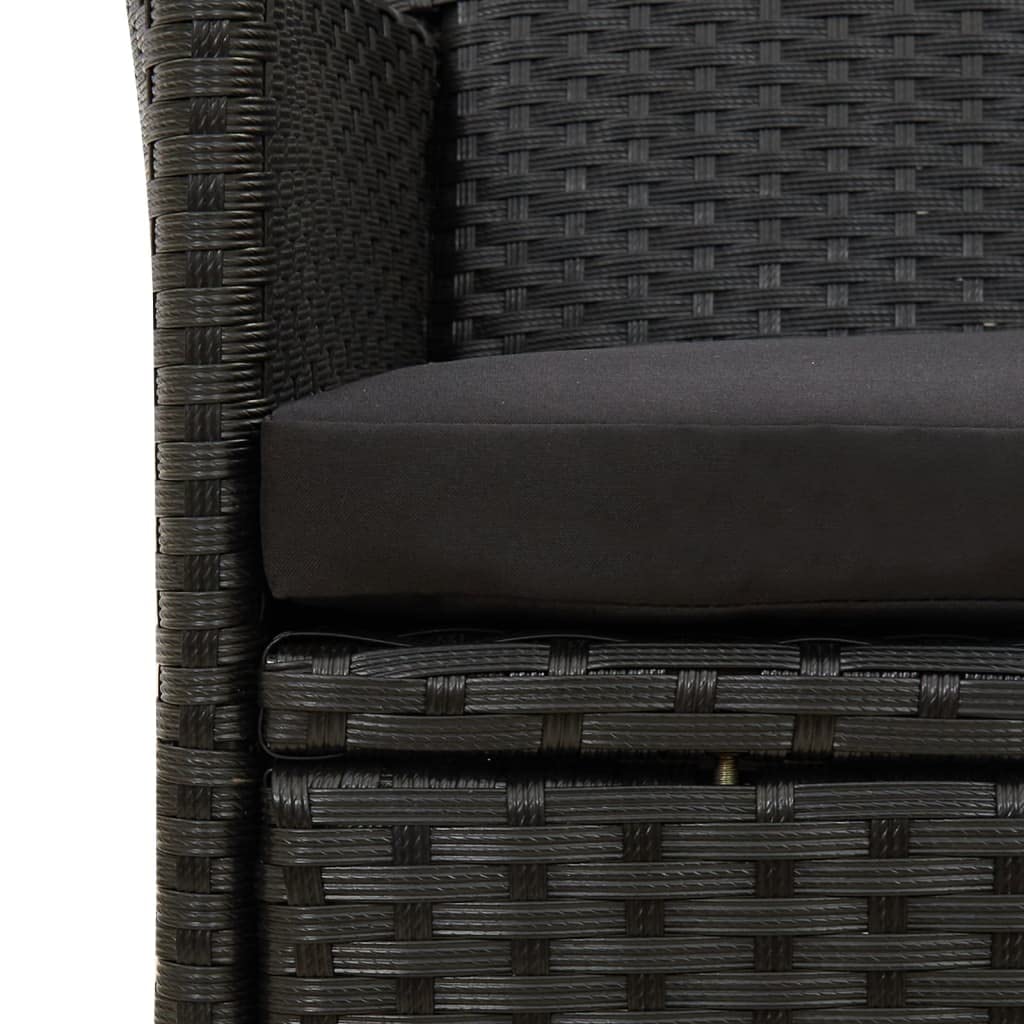 Foto 7 | Sillas De Patio Vidaxl, 2 Unidades, Poliratán Negro Con Cojines - Venta Internacional.