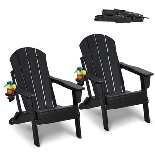 Foto 1 | Juego De 2 Sillas Plegables Adirondack Vevor, Color Negro, Para Todo Tipo De Clima - Venta Internacional.