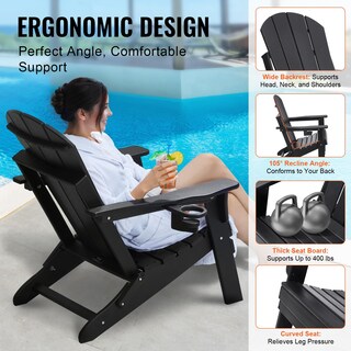 Foto 4 | Juego De 2 Sillas Plegables Adirondack Vevor, Color Negro, Para Todo Tipo De Clima - Venta Internacional.
