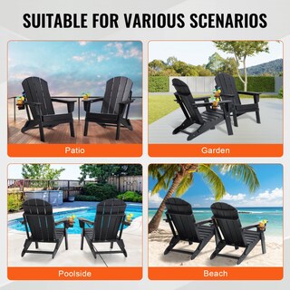 Foto 6 | Juego De 2 Sillas Plegables Adirondack Vevor, Color Negro, Para Todo Tipo De Clima - Venta Internacional.