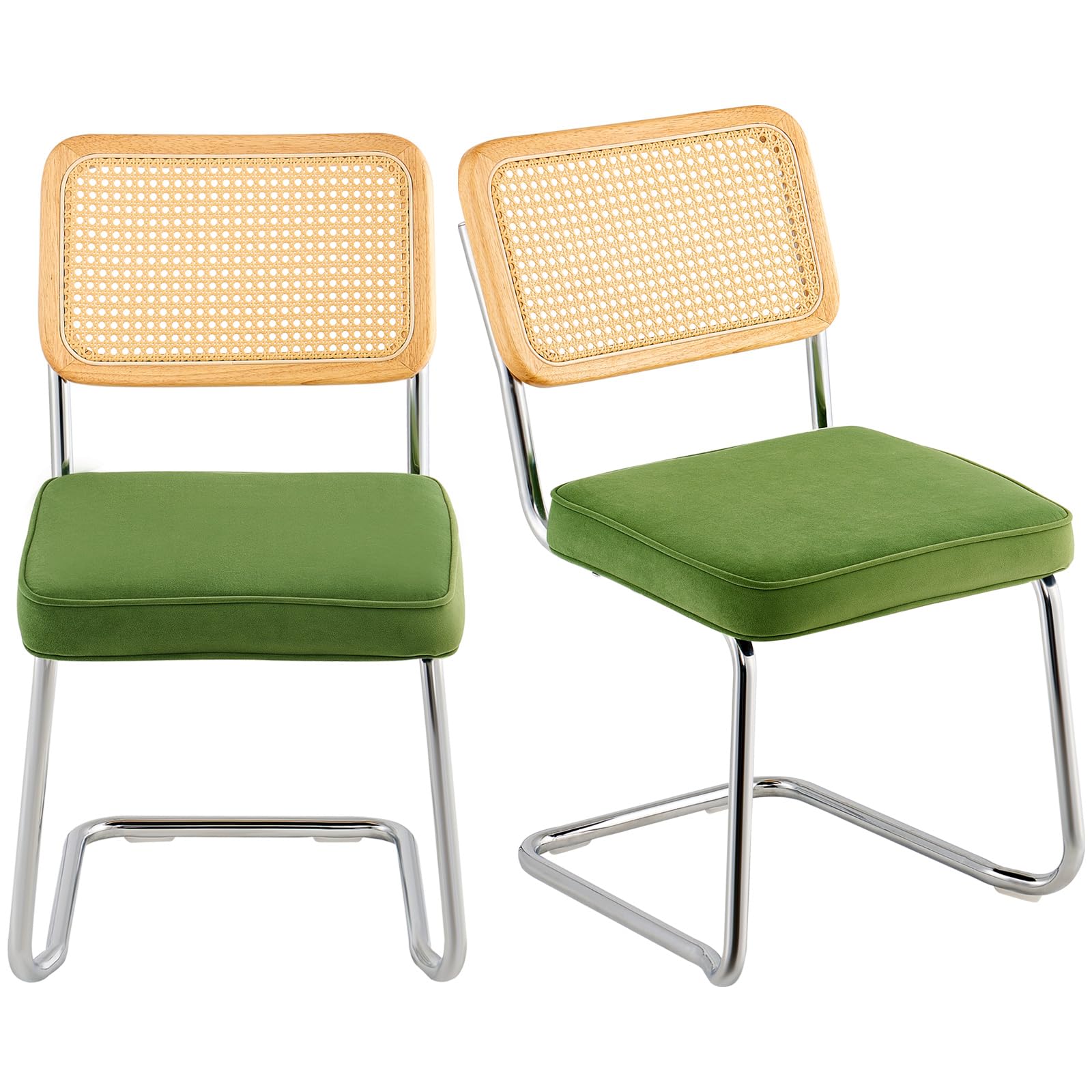 Juego De 2 Sillas De Comedor Vevor De Ratán Tapizadas De Mediados De Siglo - Venta Internacional.