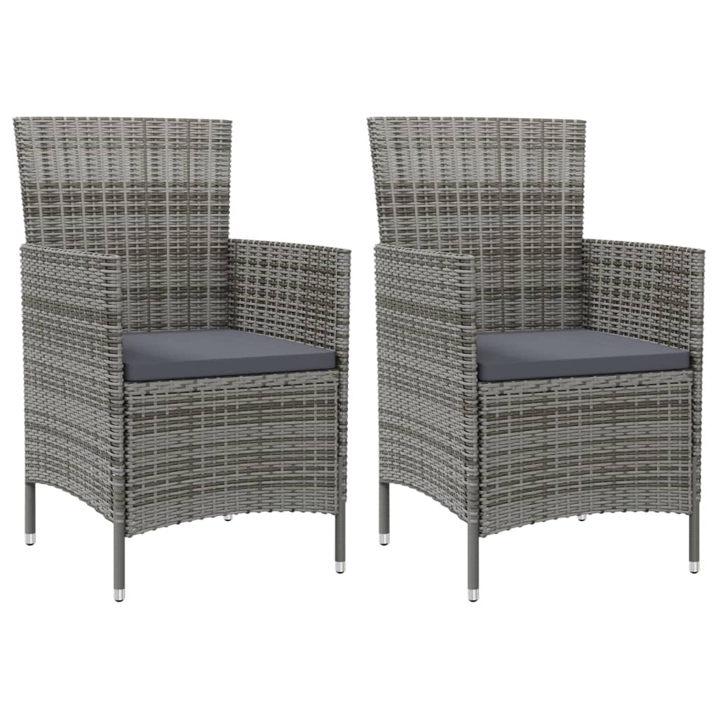 Sillas De Patio Vidaxl De Poliratán Con Cojines Gris Oscuro, 2 Unidades - Venta Internacional.