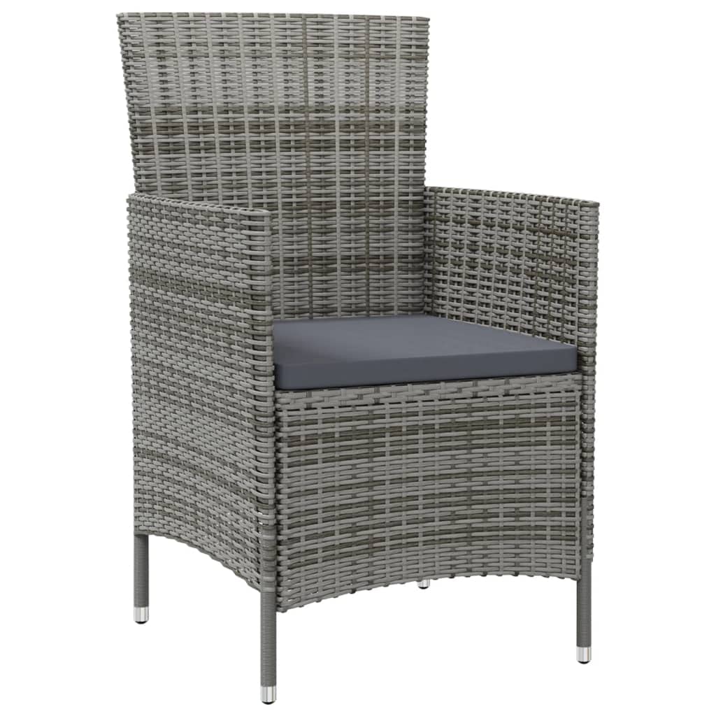 Foto 3 | Sillas De Patio Vidaxl De Poliratán Con Cojines Gris Oscuro, 2 Unidades - Venta Internacional.