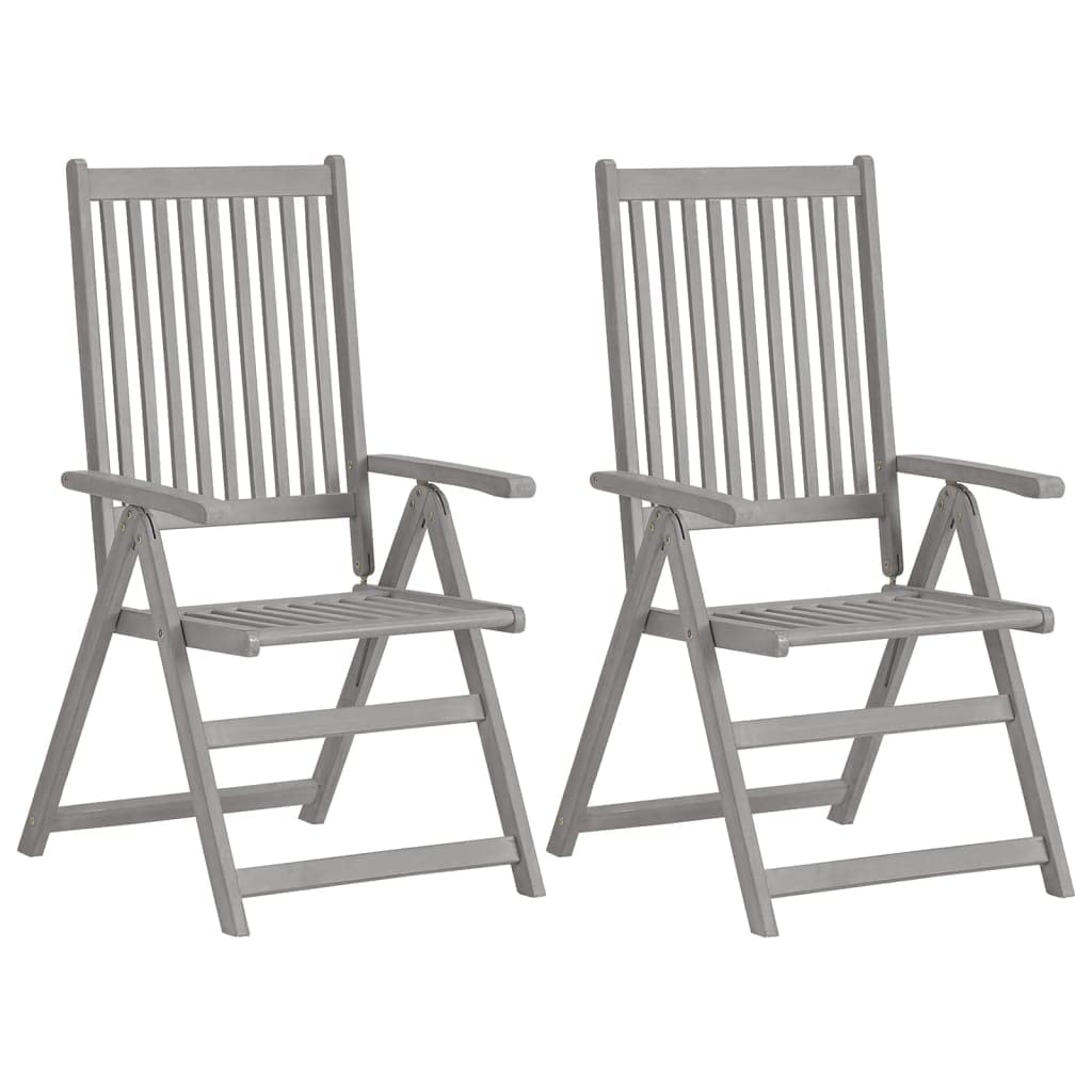 Foto 2 pulgar | Sillas Reclinables Para Patio Vidaxl, Juego De 2 Unidades, Madera Maciza De Acacia, Color Gris - Venta Internacional.