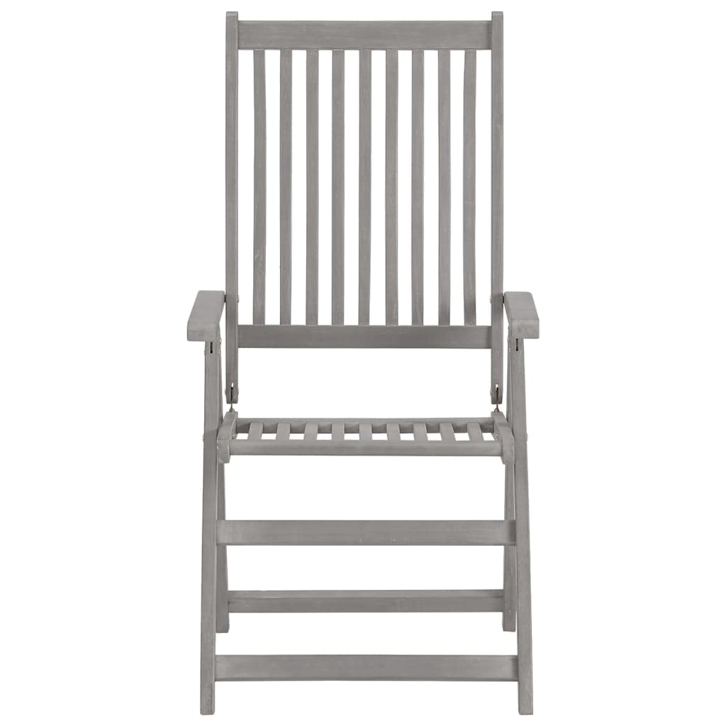 Foto 5 pulgar | Sillas Reclinables Para Patio Vidaxl, Juego De 2 Unidades, Madera Maciza De Acacia, Color Gris - Venta Internacional.