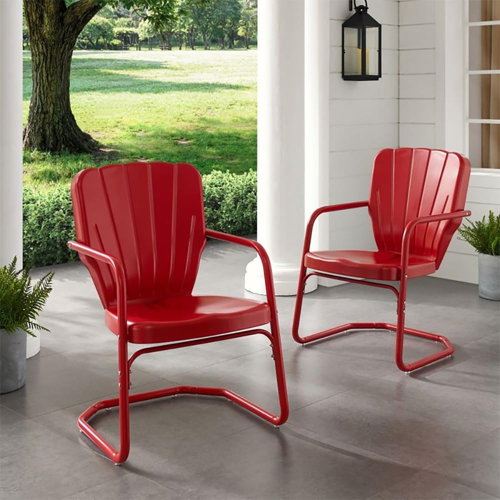 Foto 8 pulgar | Juego De Sillas De Exterior Crosley Furniture Ridgeland Red Steel - Venta Internacional.