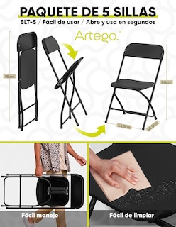 Foto 2 | Silla Plegable Plástico Hdpe Ligera Folding Chair Silla Jardín Eventos Fiestas Reuniones Para Exterior Paquete De 5