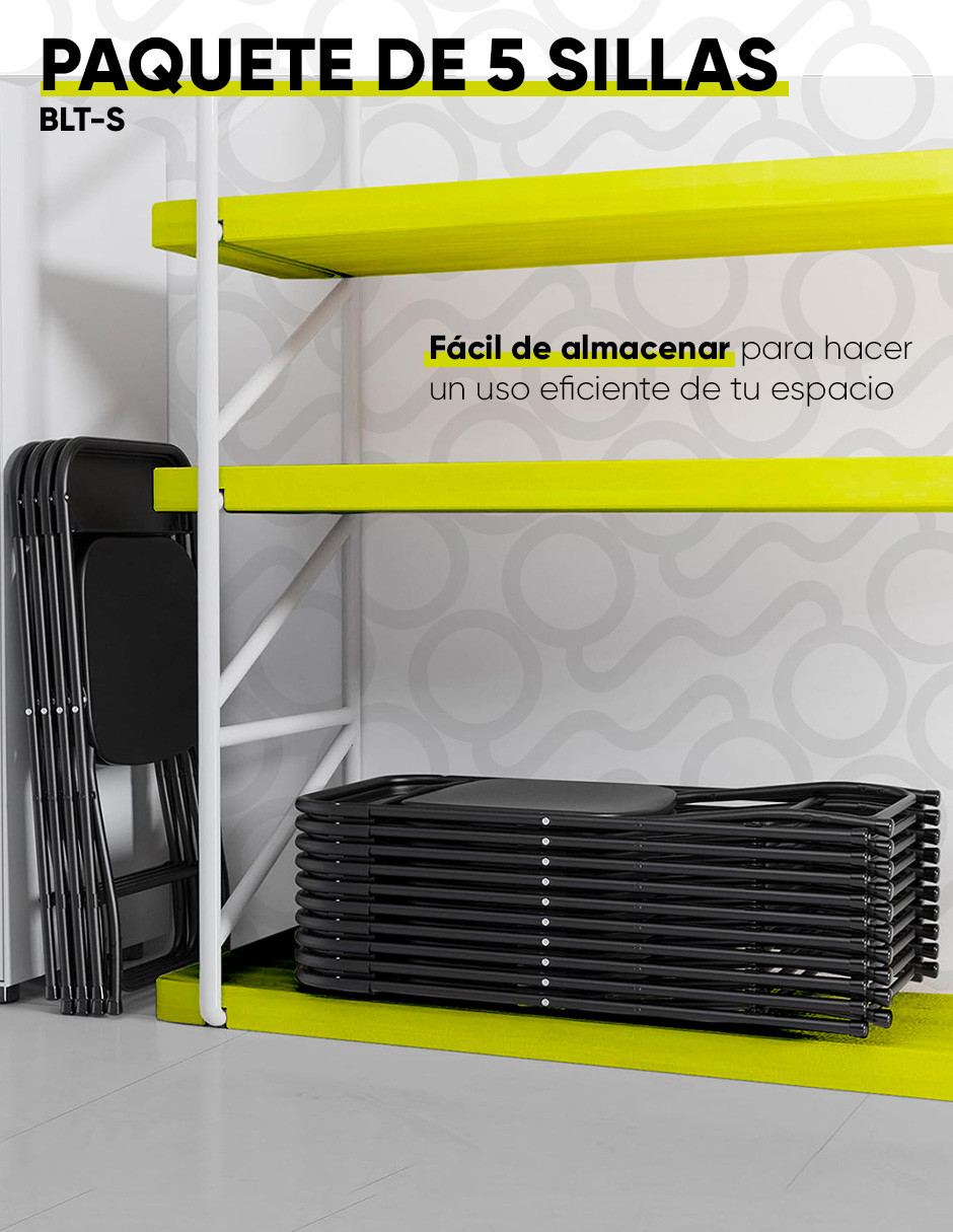 Foto 4 | Silla Plegable Plástico Hdpe Ligera Folding Chair Silla Jardín Eventos Fiestas Reuniones Para Exterior Paquete De 5
