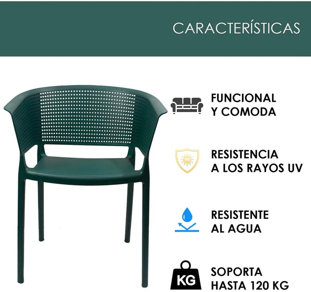 Foto 6 pulgar | Set De 4 Sillas Para Comedor Jardin Terraza