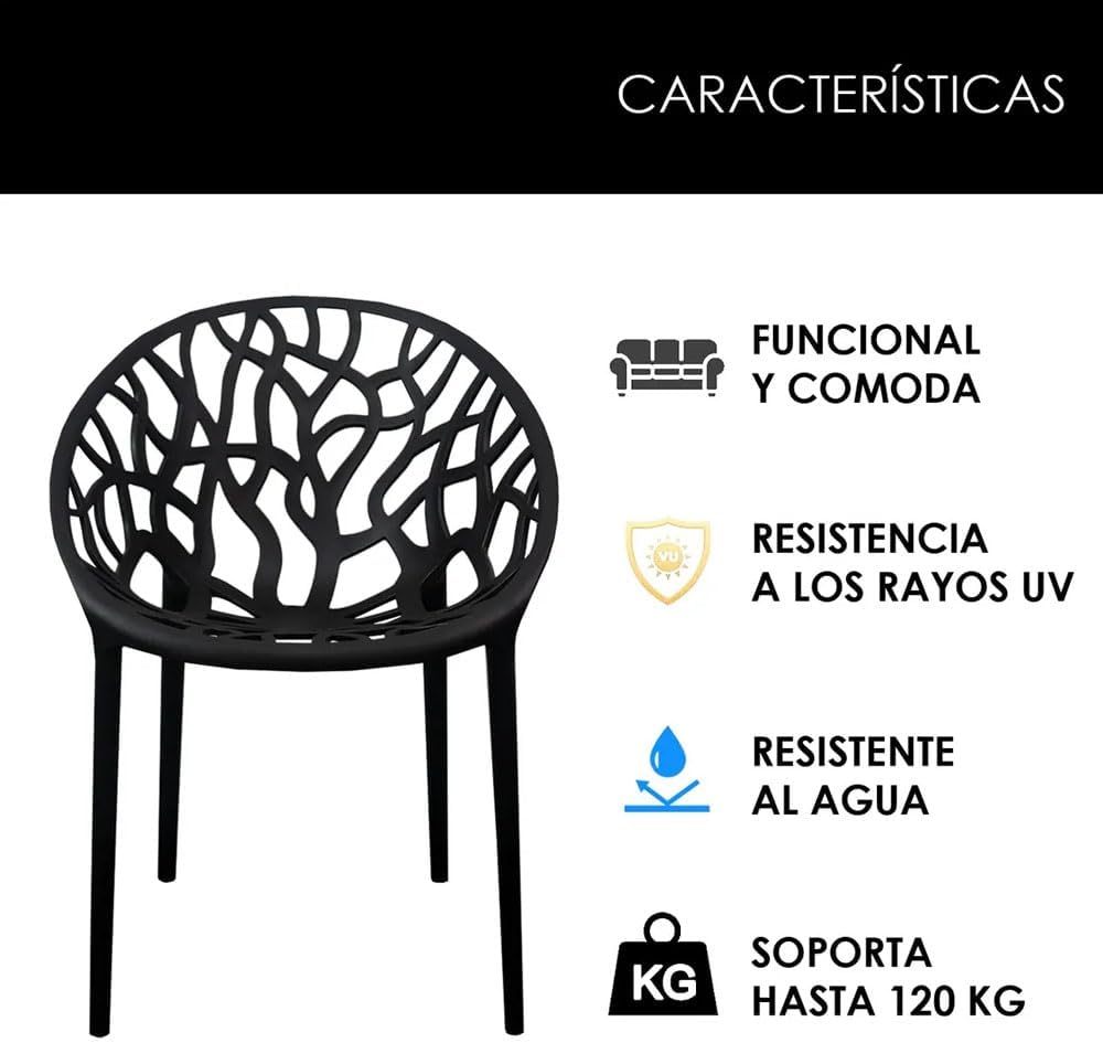 Foto 7 pulgar | 4 Sillas Para Comedor Jardin Terraza