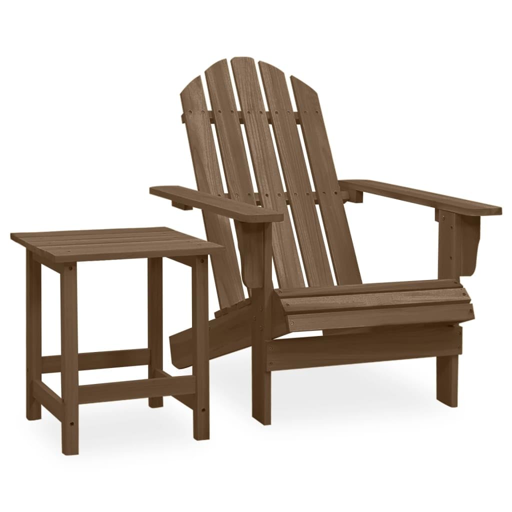 Foto 2 pulgar | Silla Adirondack Para Patio Vidaxl De Madera Maciza De Abeto Marrón Con Mesa - Venta Internacional.