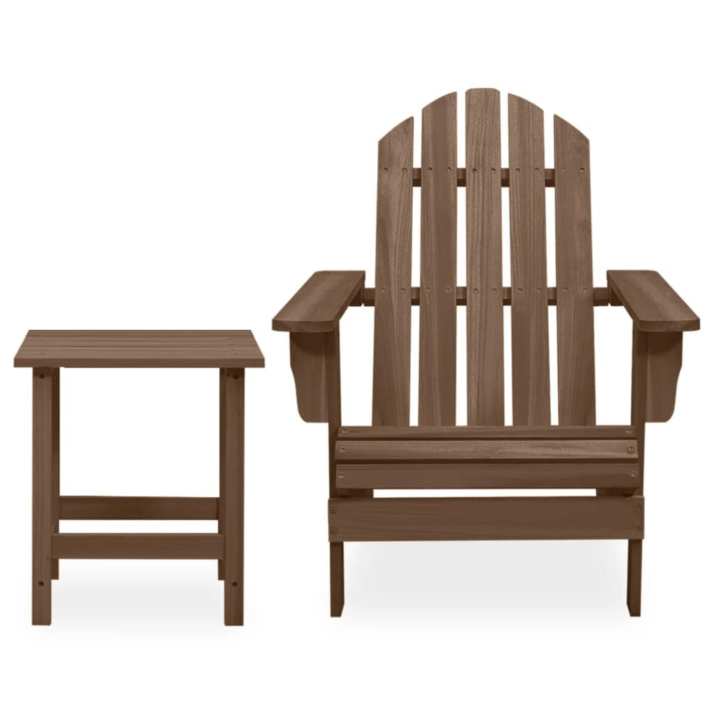 Foto 4 pulgar | Silla Adirondack Para Patio Vidaxl De Madera Maciza De Abeto Marrón Con Mesa - Venta Internacional.