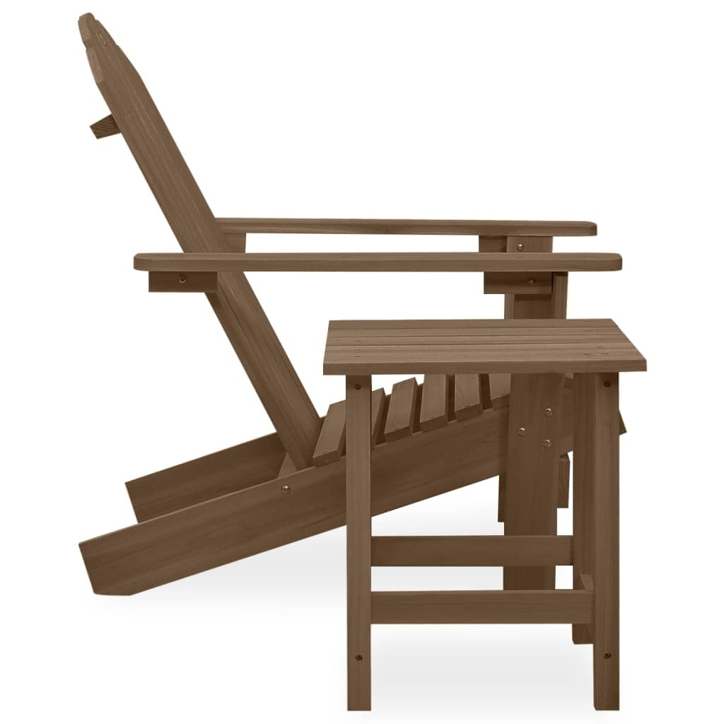 Foto 5 pulgar | Silla Adirondack Para Patio Vidaxl De Madera Maciza De Abeto Marrón Con Mesa - Venta Internacional.