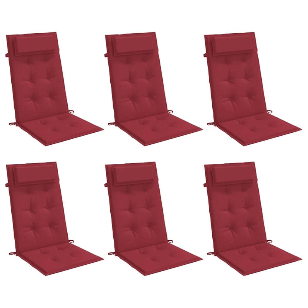 Foto 2 pulgar | Juego De 6 Cojines Para Silla Vidaxl Highback  Tela Oxford  Color Rojo Vino - Venta Internacional.